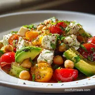 Chickpea Feta Avocado Salad with Balsamic Vinaigrette