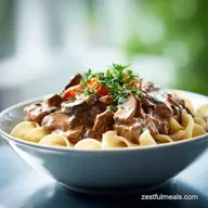 Beef Stroganoff for 4 Servings: Creamy Pan-Seared Steak