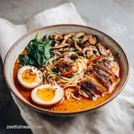 Fiery Chicken Ramen Recipe with Creamy Garlic Sauce: Creamy