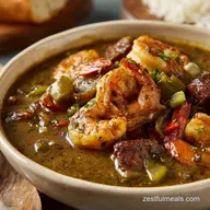 Louisiana Seafood Gumbo with Seafood Stock for 9 Servings