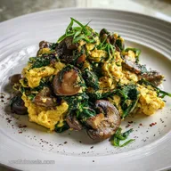 Mushroom Spinach Scrambled Eggs in 12 Minutes