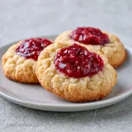 Rhubarb Thumbprint Cookies with Strawberries