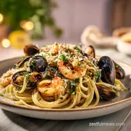 Shrimp and Mussels in Creamy Garlic Sauce for 4