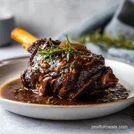 Slow Cooked Lamb Shanks with Garlic and Herb Infused Gravy