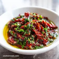 Mediterranean Sun Dried Tomato Garlic Olive Oil Dip with Fresh Herbs