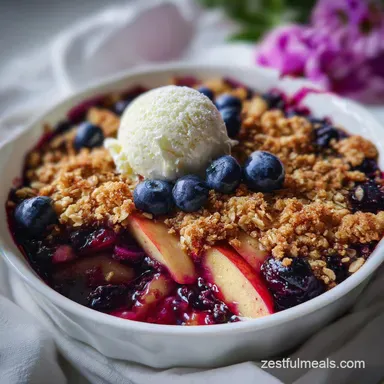 Apple Blueberry Crisp Crispy Baked in 45 Minutes Recipe Card