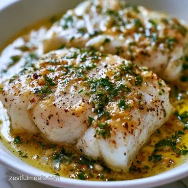 Baked Cod with Garlic and Herbs for 4 Recipe Card