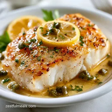 Baked Cod with Lemon and Capers for 4 Recipe Card