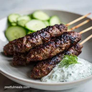 Beef Kofta Kebabs for 4 Servings Recipe Card
