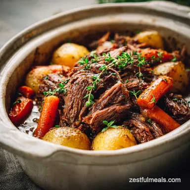 Best Ever Pot Roast Crock Pot for 6 Servings Recipe Card