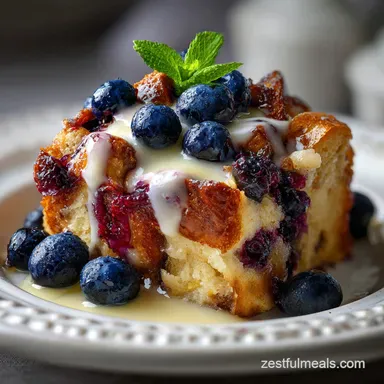 Blueberry Bread Pudding: Old Fashioned Recipe Recipe Card