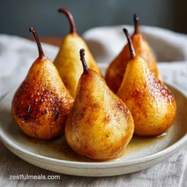 Buttery Roasted Pears with Butter for 4 Servings Recipe Card