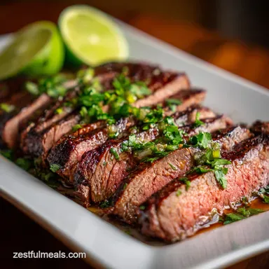 Chili Lime Flank Steak Recipe for 5 Servings Recipe Card