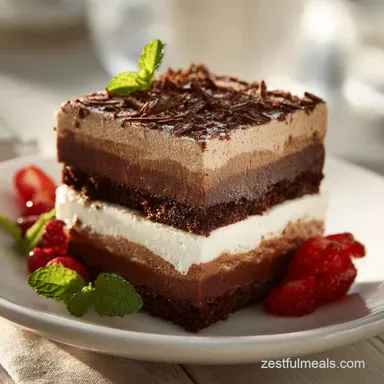 Chocolate Mousse Brownies Recipe for 16 Servings Recipe Card