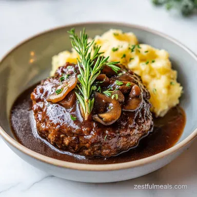 Salisbury Steak: A Classic Recipe for 4 Servings Recipe Card