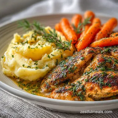 Creamy Herb Chicken and Potatoes for 4 Servings Recipe Card