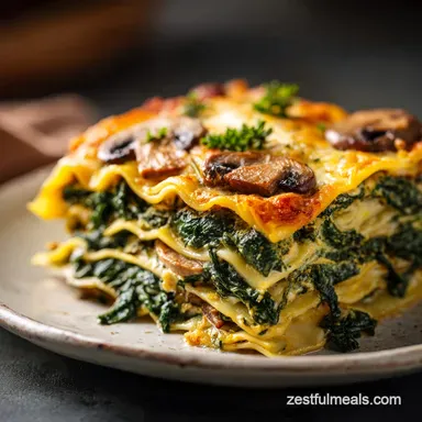 Creamy Spinach Mushroom Lasagna Recipe for 8