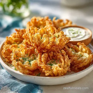 Crispy Easy Air Fryer Blooming Onion Recipe with Dipping Sauce Recipe Card
