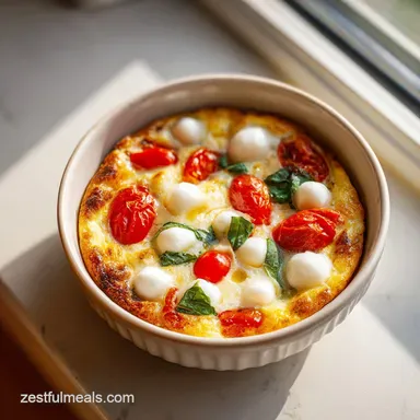 Crustless Caprese Quiche for 6 Servings Recipe Card