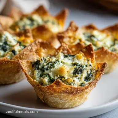 Spinach Artichoke Wonton Cups: Crispy
