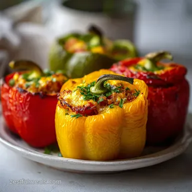 Stuffed Bell Peppers Recipe with Rice for 4 Servings Recipe Card