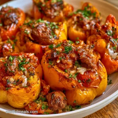Ground Beef Stuffed Peppers with Rice