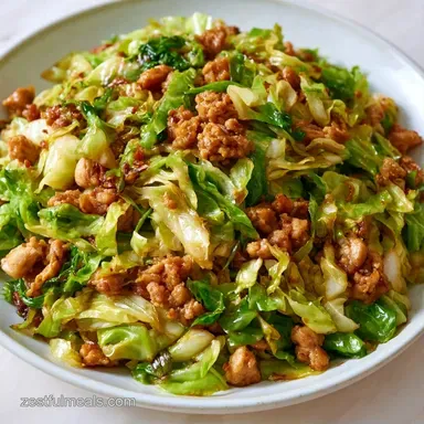 Ground Chicken Cabbage Stir Fry (25 Min) Recipe Card