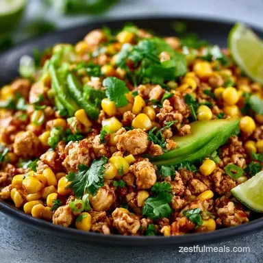 Ground Chicken Taco Bowl Meal Prep Recipe Card