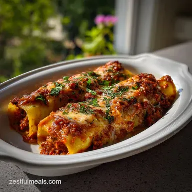 Manicotti With Meat: Hearty Beef Filling Recipe Card