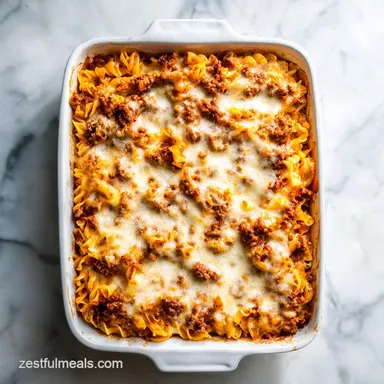 Million Dollar Spaghetti for 8 Servings: A Creamy Baked Casserole Recipe Card