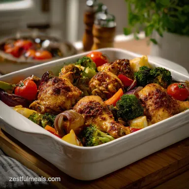 Easy One Pan Chicken and Vegetables Roasted