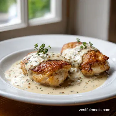 Pan-Seared Chicken Thighs with Creamy Garlic Sauce for 4 Servings Recipe Card