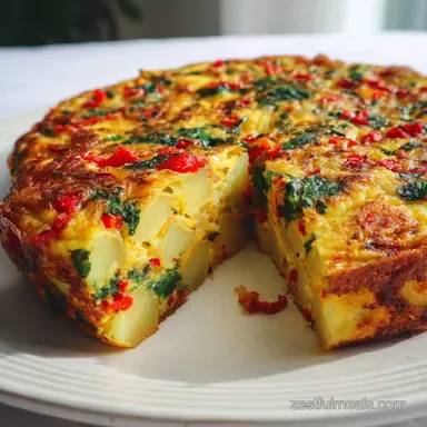 Frittata Recipe with Potatoes Red Peppers and Spinach: Baked