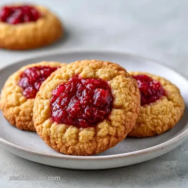 Rhubarb Thumbprint Cookies with Strawberries Recipe Card