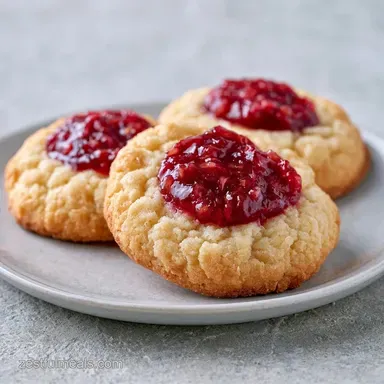 Rhubarb Thumbprint Cookies with Strawberries