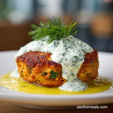 Salmon Patty with Creamy Lemon Garlic for 4 Servings