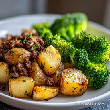 Savory Ground Beef with Herb Potatoes for 4 Servings
