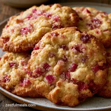 Seasonal Rhubarb Cookies with Coconut