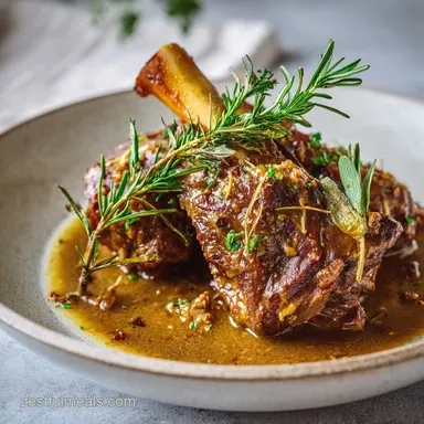 Slow Cooked Lamb Shanks with Garlic and Herb Infused Gravy Recipe Card