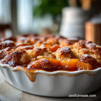 Southern Peach Cobbler: Oven-Only Golden Baked Recipe Card
