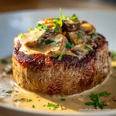 Steak Diane with Mushroom Cream Sauce for 2 Recipe Card