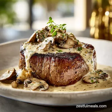 Steak Diane with Mushroom Cream Sauce for 2