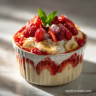 Strawberry Banana Pudding No-Bake Silky Custard
