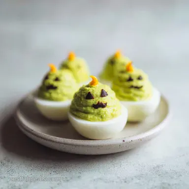 Swamp Halloween Deviled Eggs with Avocado Filling in 37 Minutes Recipe Card