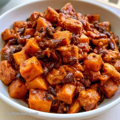 Sweet Potato Enchilada Skillet One-Pot Recipe Card
