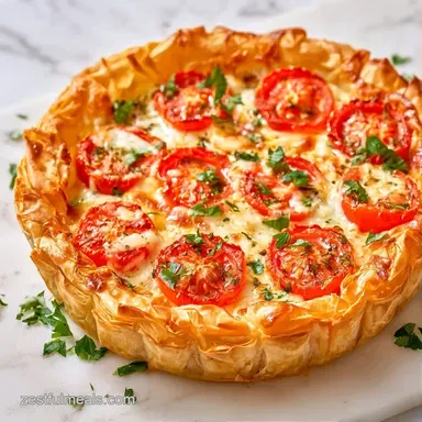 Tomato Cheese Phyllo Tart in 45 Minutes Recipe Card