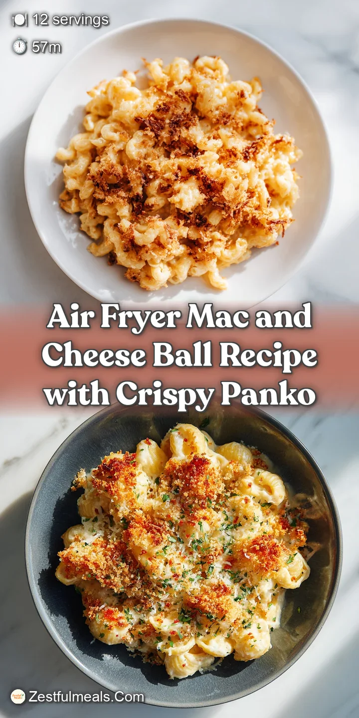 Close-up of a single, crispy mac and cheese ball revealing gooey, melted cheese and panko texture. A tempting, golden-brow...