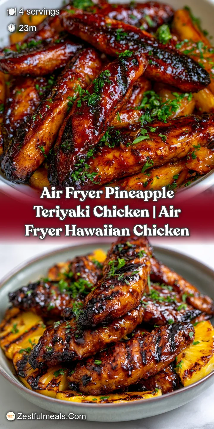 Close-up of juicy, glossy brown chicken pieces and caramelized pineapple chunks glistening under soft lighting.