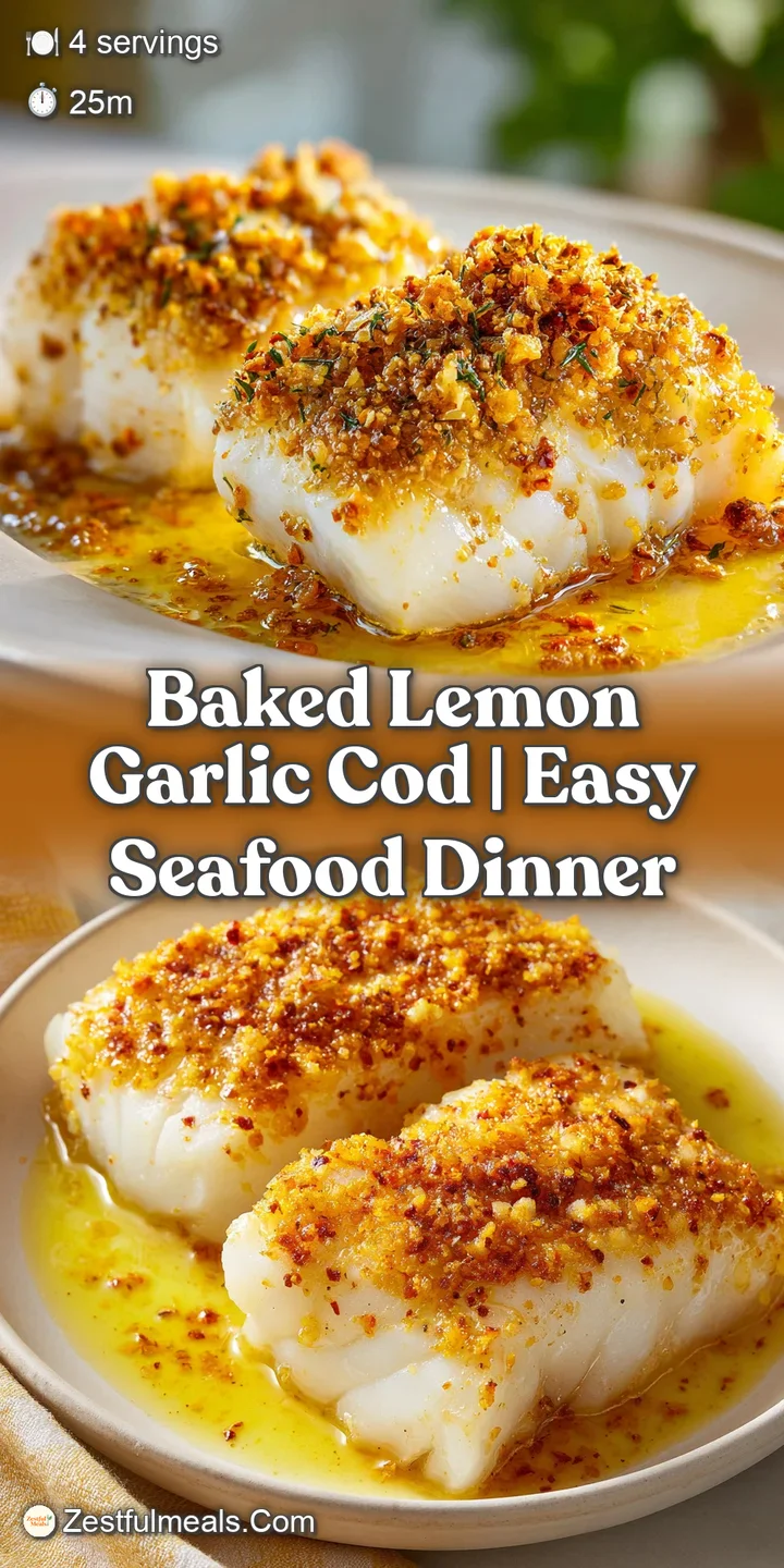 Close-up of glistening white fish flakes coated in a golden garlic butter sauce with a zest of fresh yellow lemon.