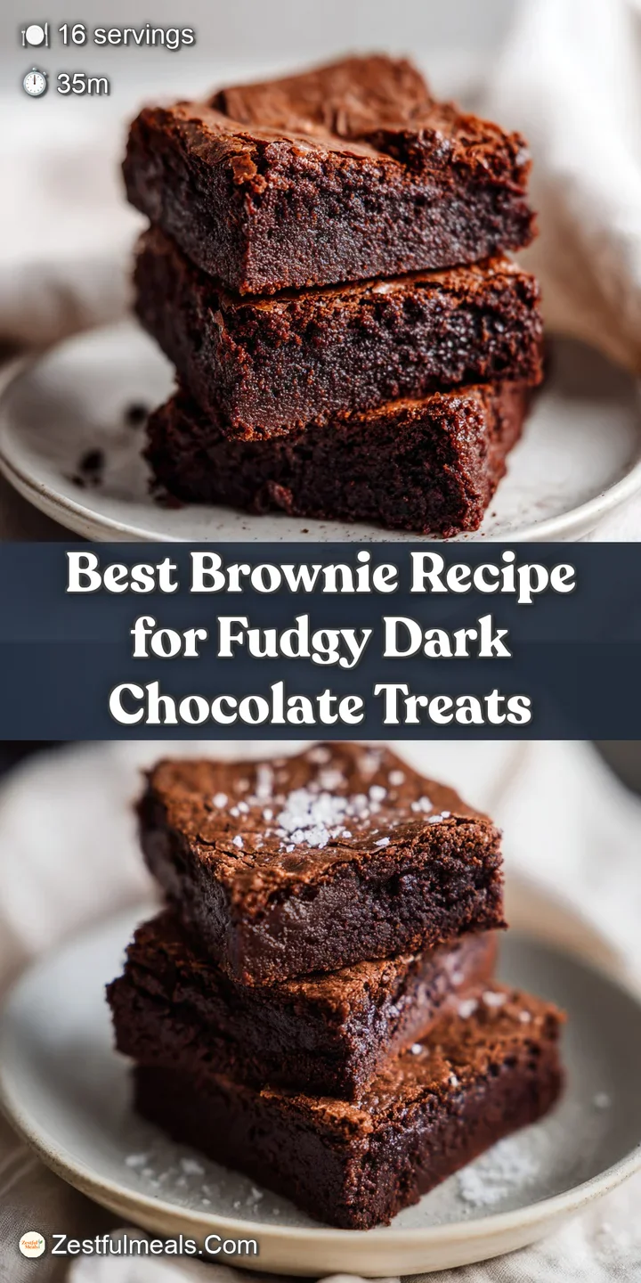 Close-up of a deeply chocolatey brownie with a fudgy center. The surface is cracked and slightly shiny, hinting at its ric...